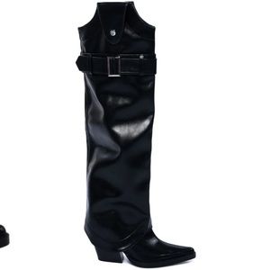 Azalea Wang Matty-Black Western Style Boot Size 9